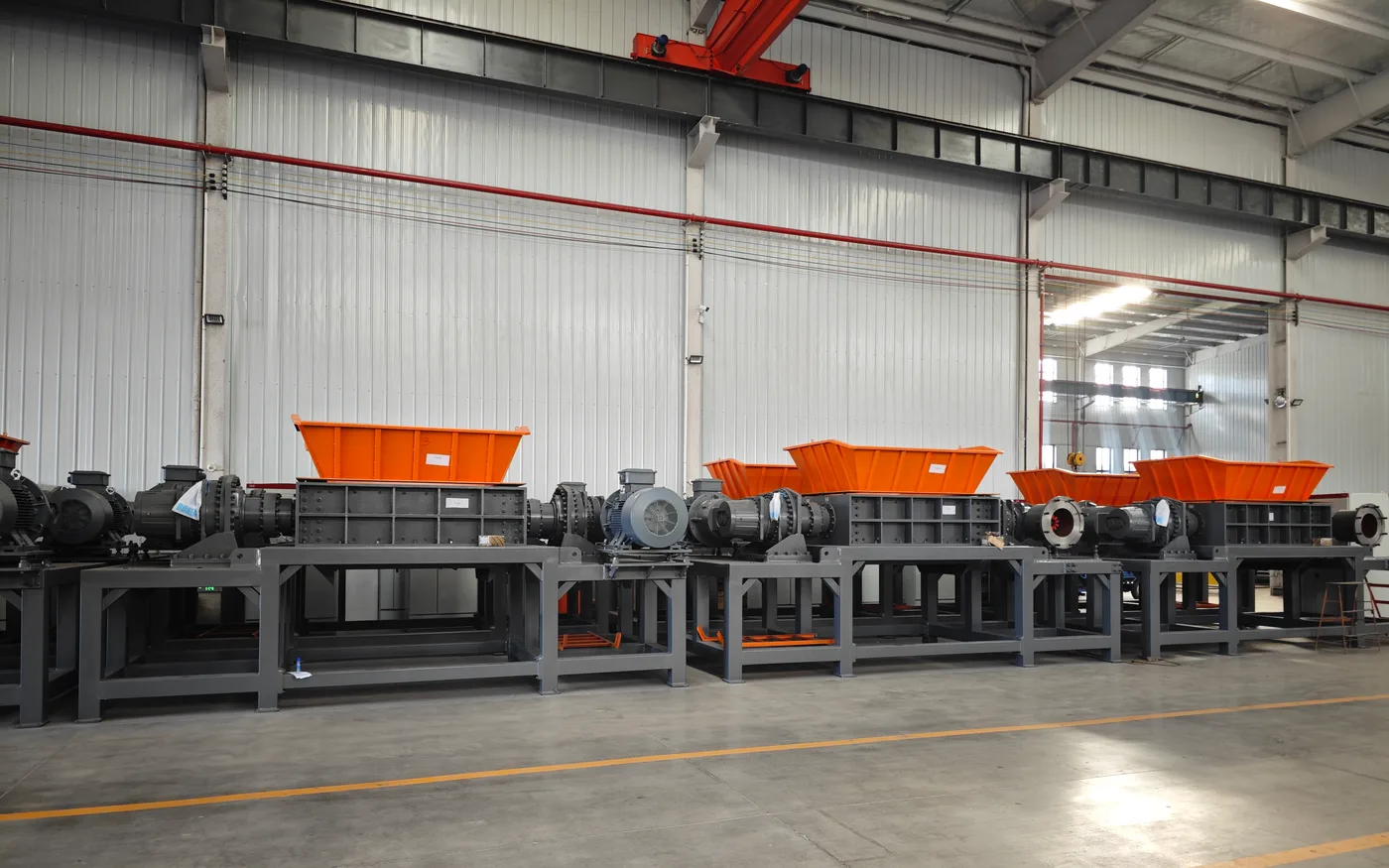 Semi-finished industrial shredder machine in workshop
