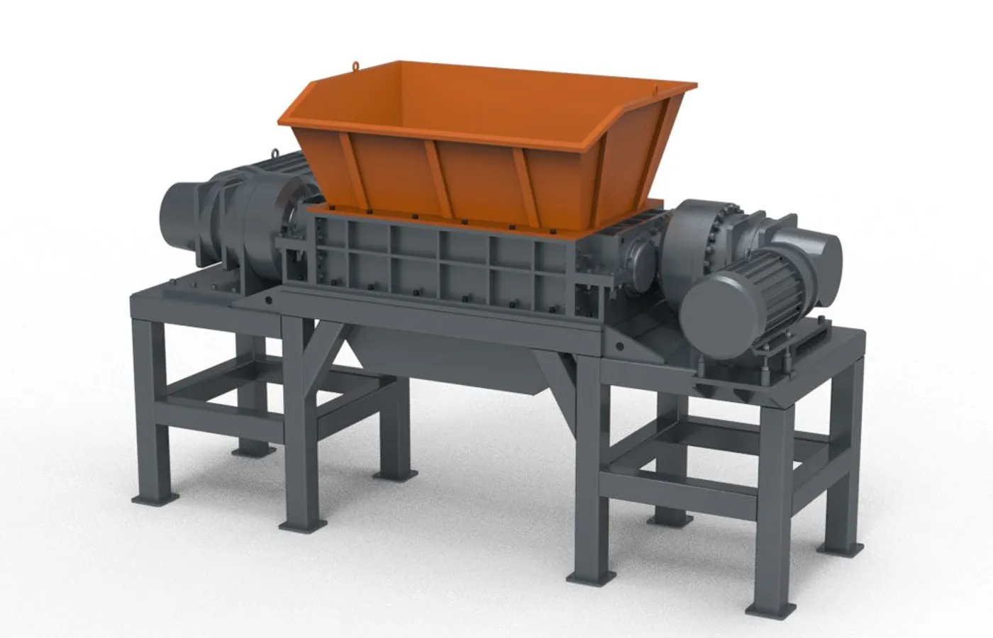 Double shaft industrial paper shredder for bulky cardboard and packaging waste