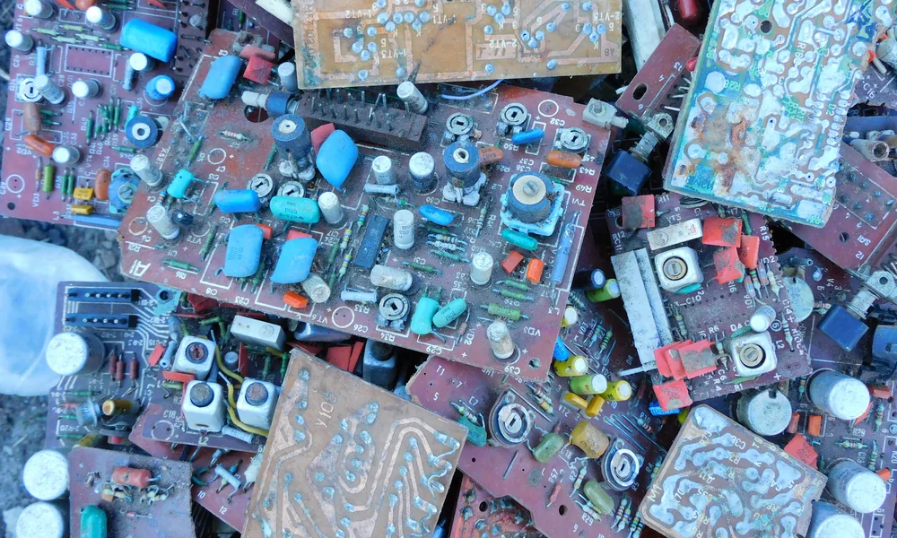PCB and electronic component fractions for downstream recovery