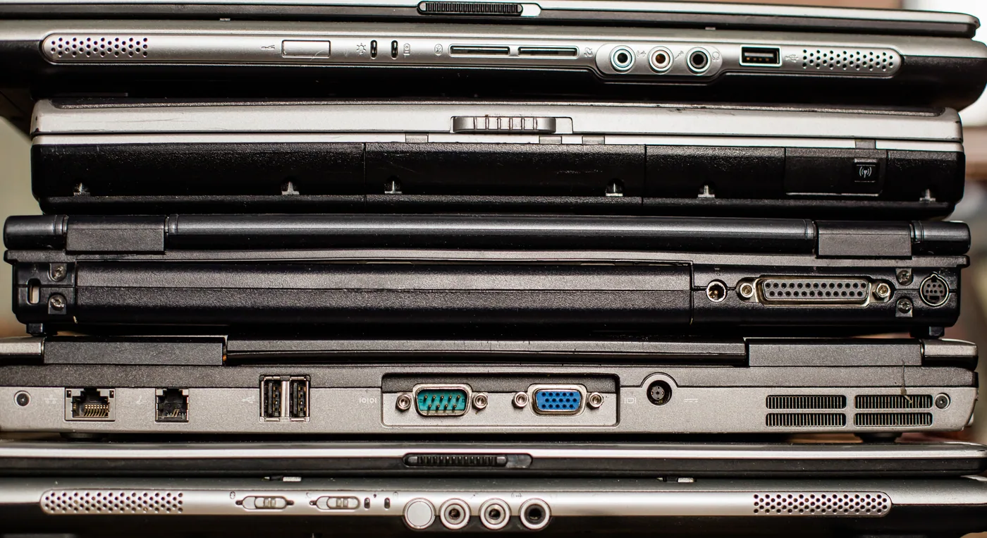 Waste computers and IT equipment for secure e-waste shredding