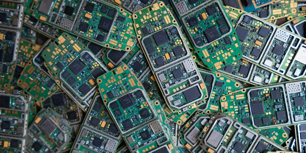 Circuit boards and PCBs for e-waste shredder processing