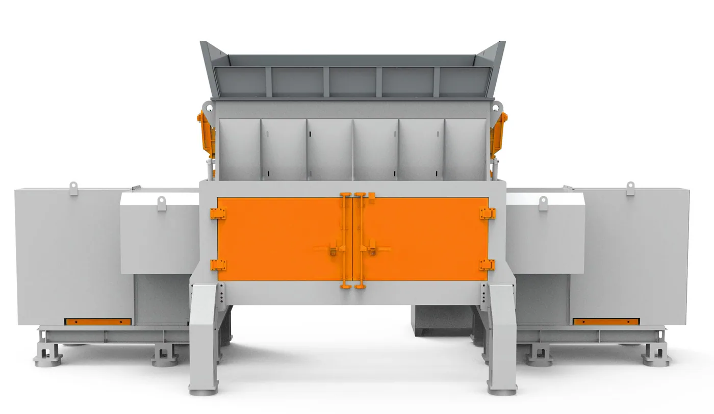 Heavy-duty single shaft solid waste shredder for controlled output