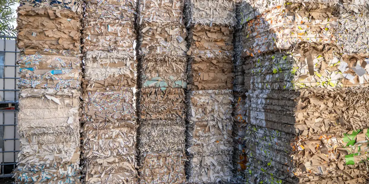 High-volume cardboard and packaging waste for industrial paper shredder processing
