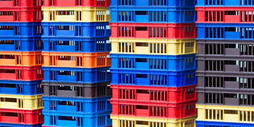 Plastic crates buckets and pallets for bulky plastic shredding