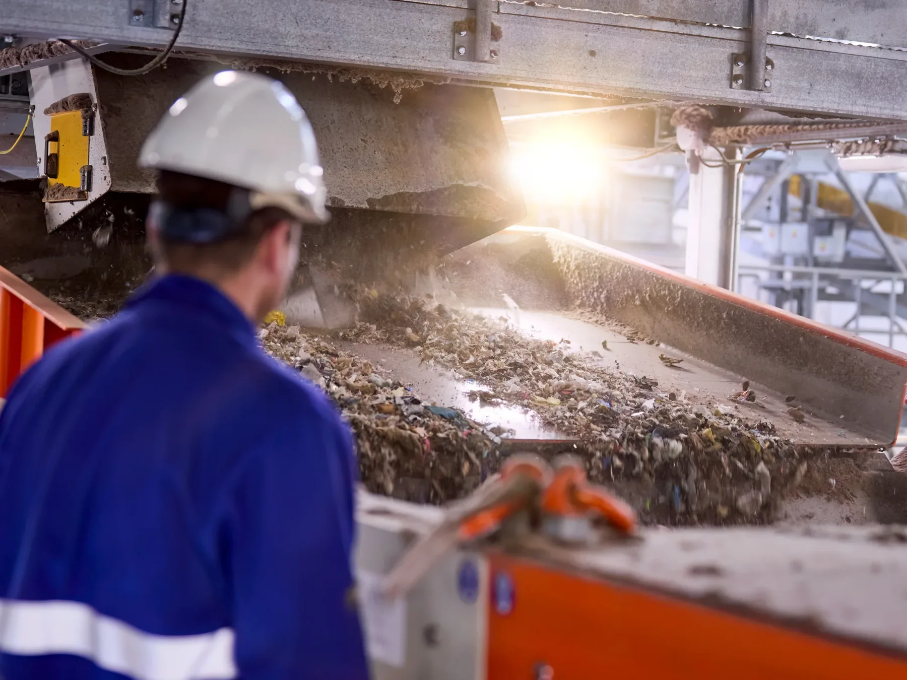 Solid waste recycling line material for shredder configuration
