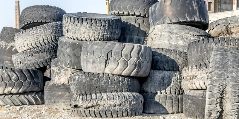 OTR and mining tires for industrial tire shredder configuration